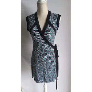 Juicy Couture Geometrical Printed Wrap Stretch Jersey Midi Dress Size XS